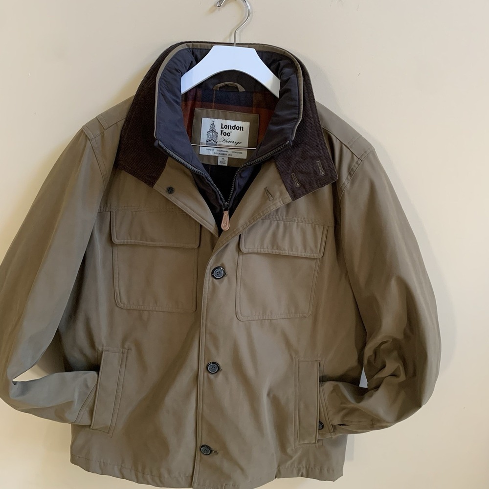 London Fog Men's TOWER Charleston Bibbed Hipster Jacket corduroy collar SZ- XL